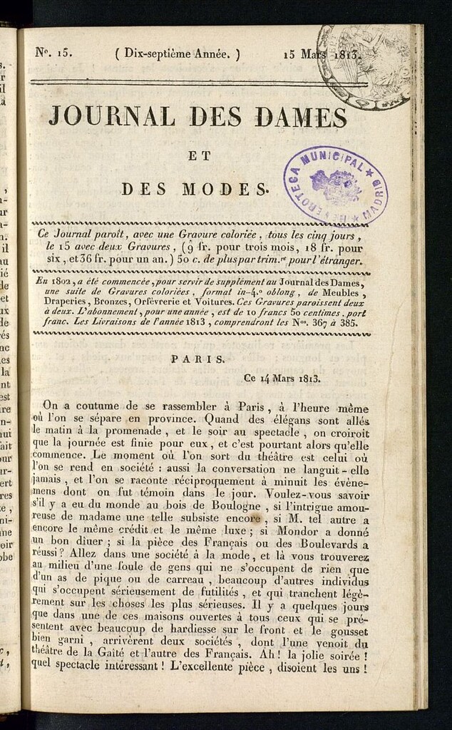 Miniatura de journal des dames et des modes 15 mars 1813