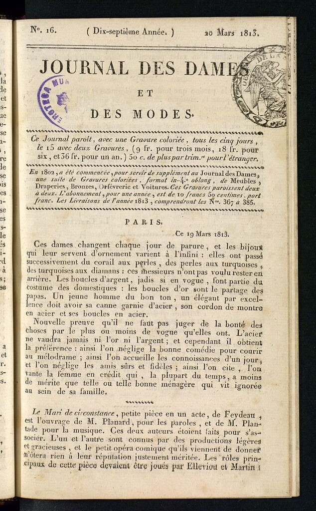 Miniatura de journal des dames et des modes 20 mars 1813