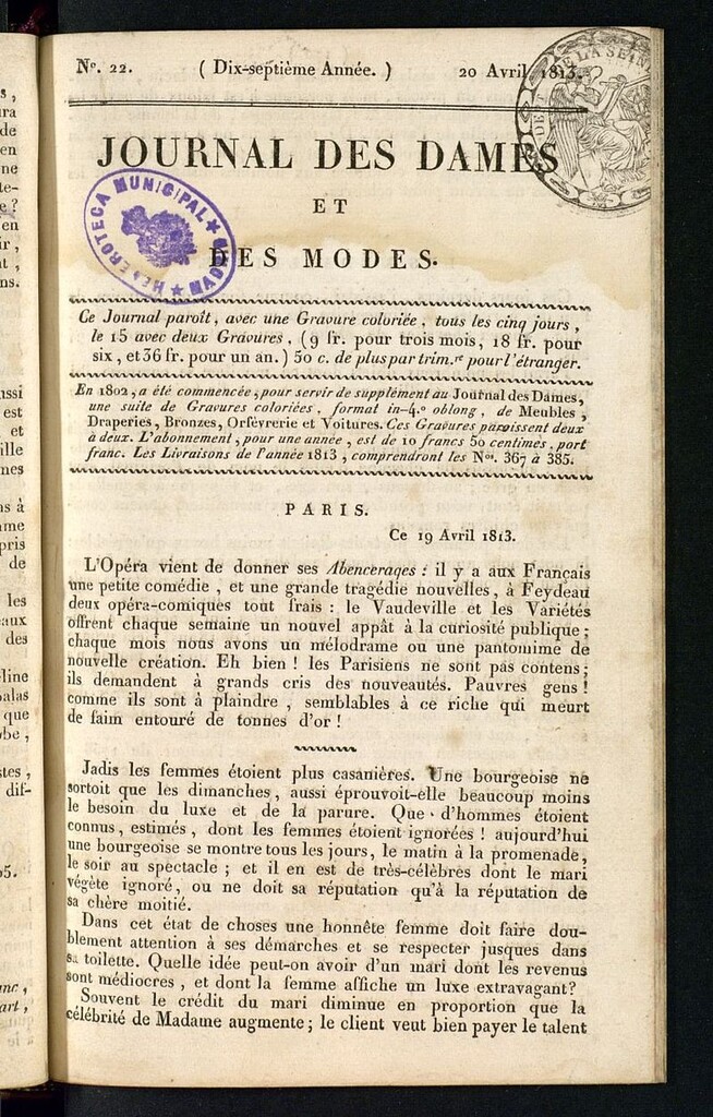 Miniatura de journal des dames et des modes 20 avril 1813