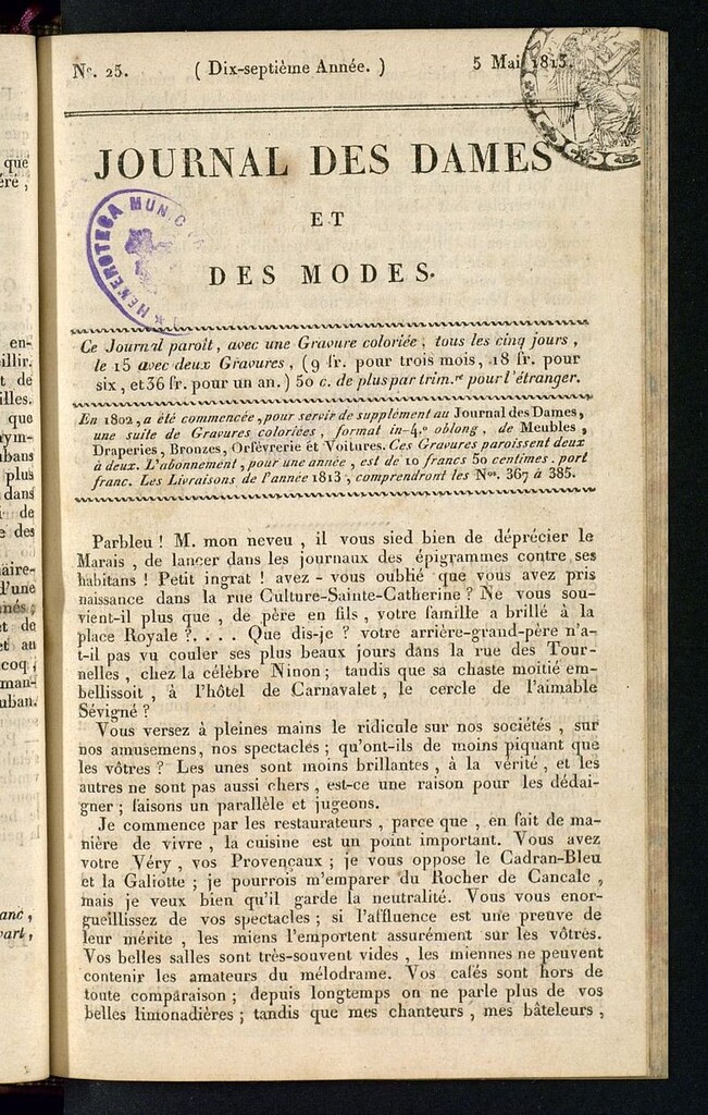Miniatura de journal des dames et des modes 5 mai 1813