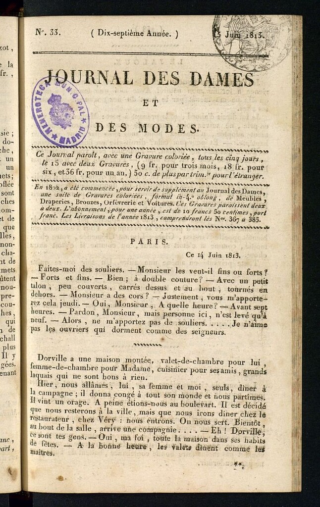 Miniatura de journal des dames et des modes 15 juin 1813