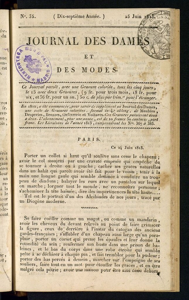Miniatura de journal des dames et des modes 25 juin 1813
