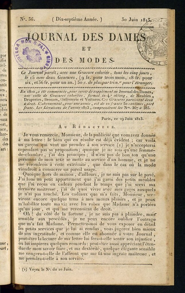 Miniatura de journal des dames et des modes 30 juin 1813