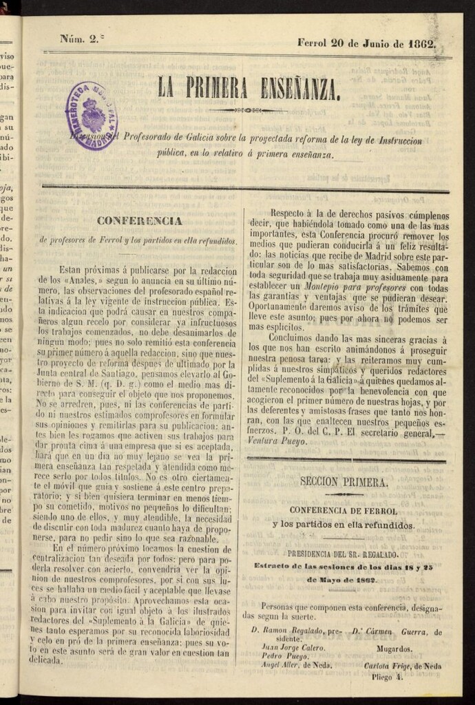 Miniatura de La primera enseñanza del 20 de junio de 1862