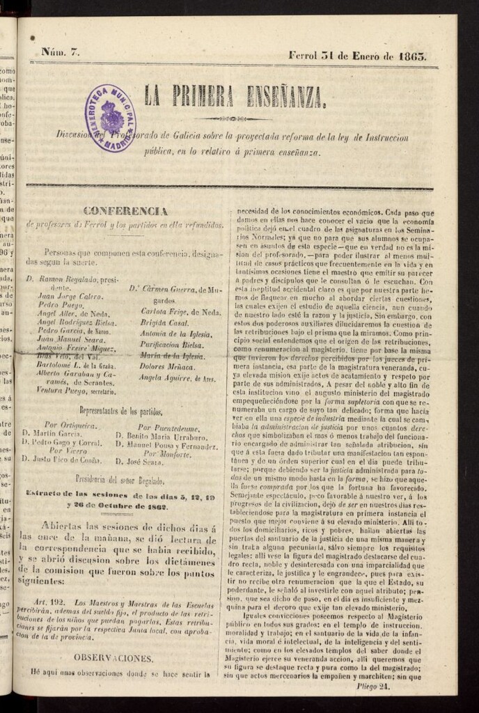 Miniatura de La primera enseñanza del 31 de enero de 1863