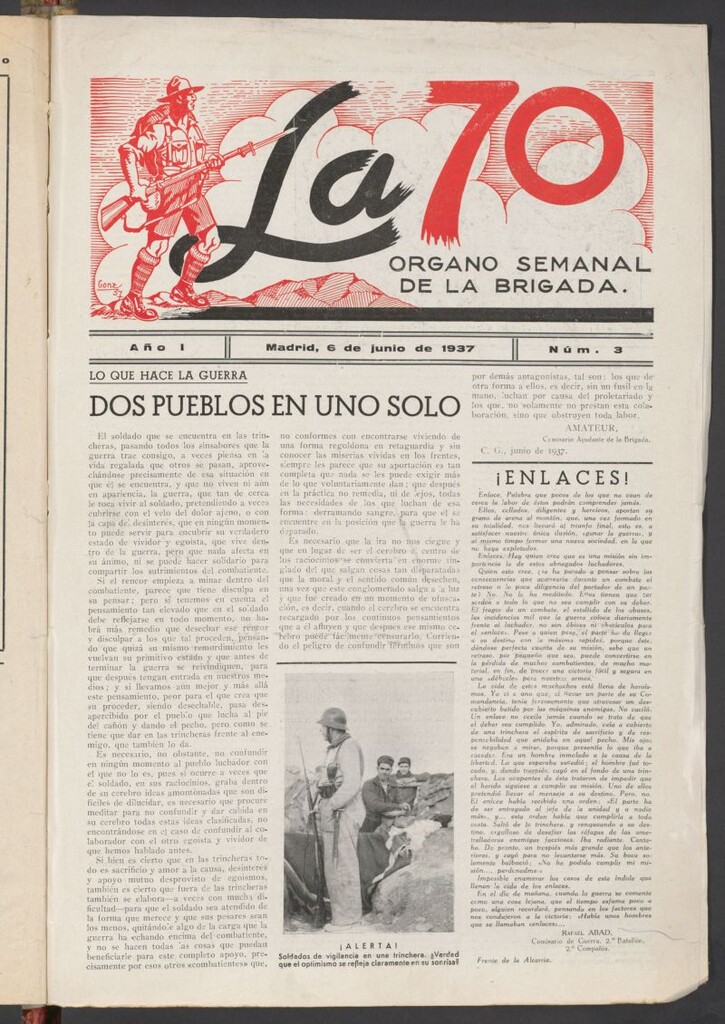 Miniatura de La 70 : órgano semanal de la Brigada del 6 de junio de 1937