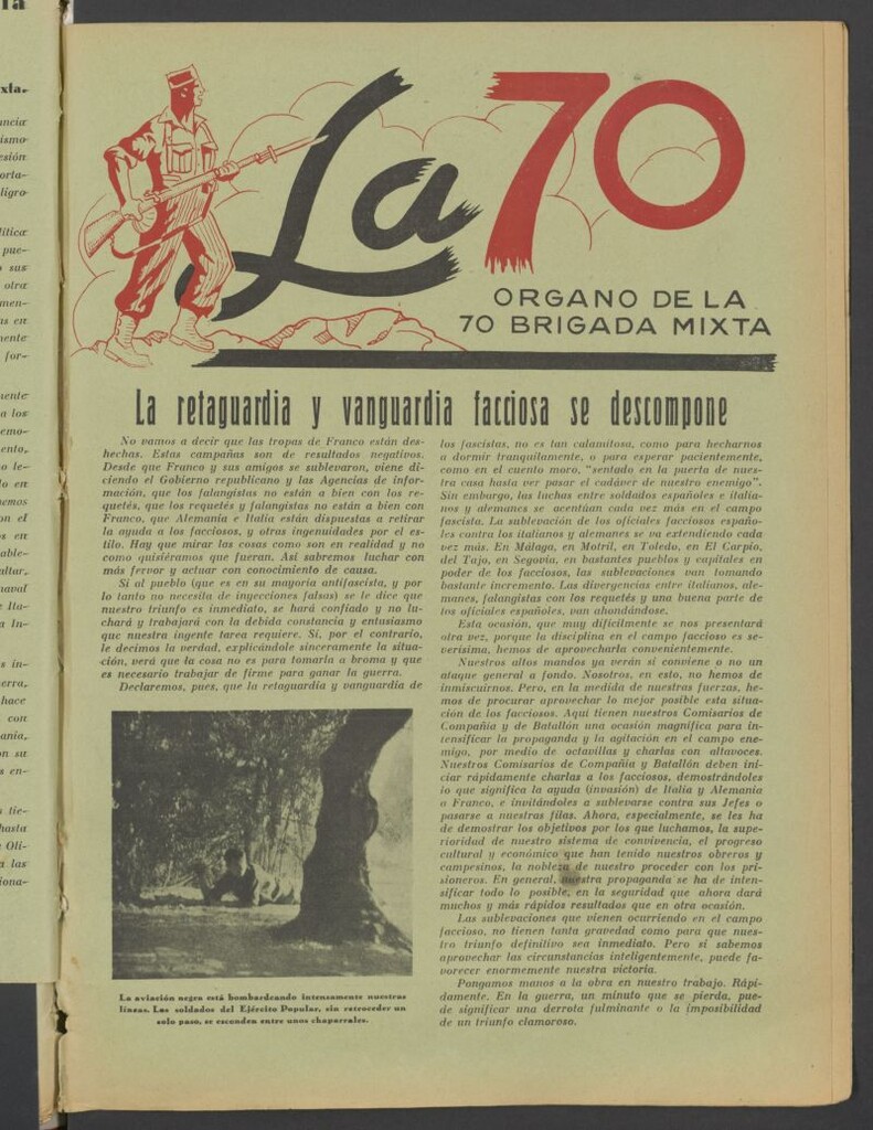 Miniatura de La 70 : órgano semanal de la Brigada del 15 de agosto de 1937