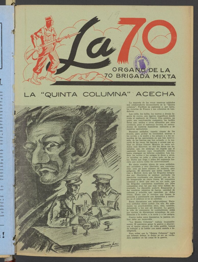 Miniatura de La 70 : órgano semanal de la Brigada del 3 de octubre de 1937