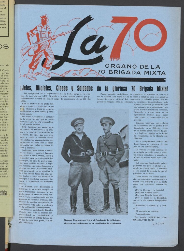 Miniatura de La 70 : órgano semanal de la Brigada del 17 de octubre de 1937