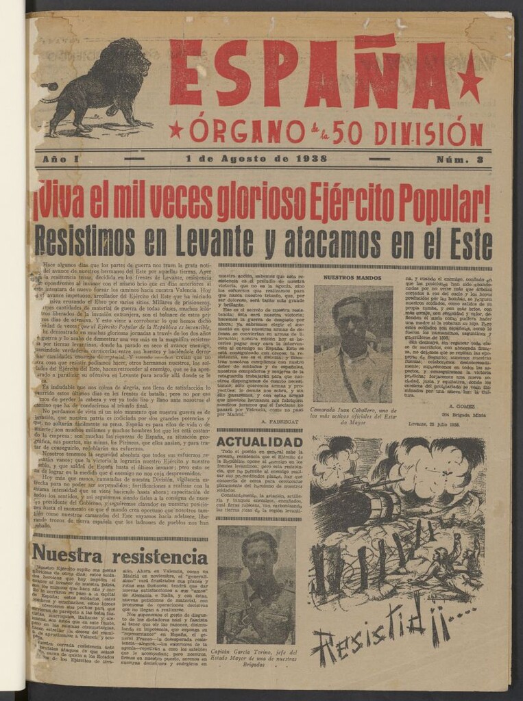 Miniatura de España : órgano de la 50 División del 1 de agosto de 1938