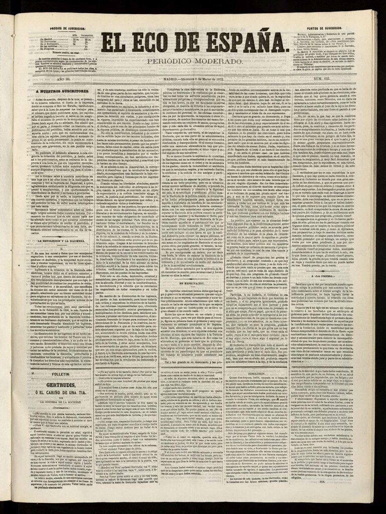 Miniatura de El Eco de España del 6 de marzo de 1872