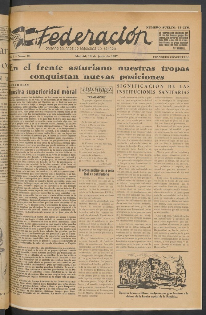 Miniatura de Federación : Órgano del Partido Democrático Federal del 13 de junio de 1937