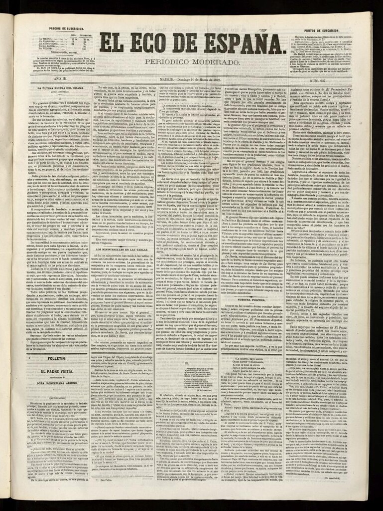 Miniatura de El Eco de España del 10 de marzo de 1872