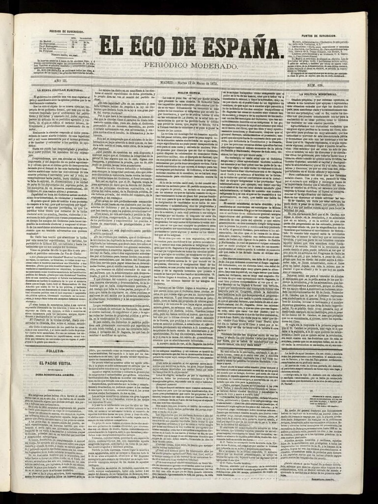 Miniatura de El Eco de España del 12 de marzo de 1872