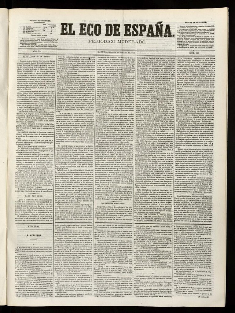 Miniatura de El Eco de España del 13 de marzo de 1872