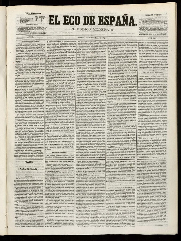Miniatura de El Eco de España del 16 de marzo de 1872