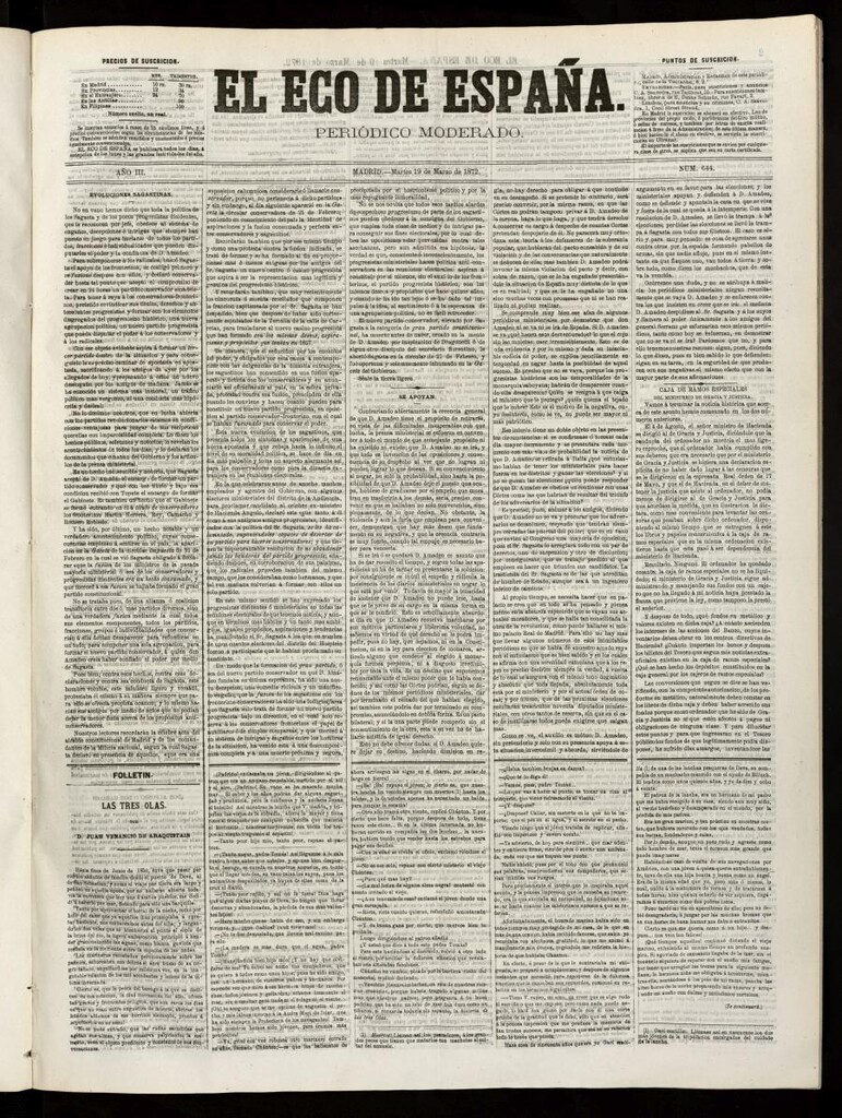 Miniatura de El Eco de España del 19 de marzo de 1872