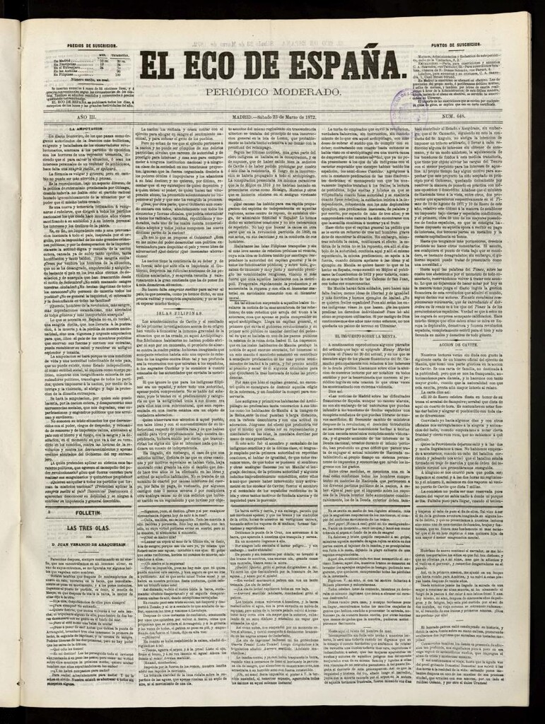 Miniatura de El Eco de España del 23 de marzo de 1872