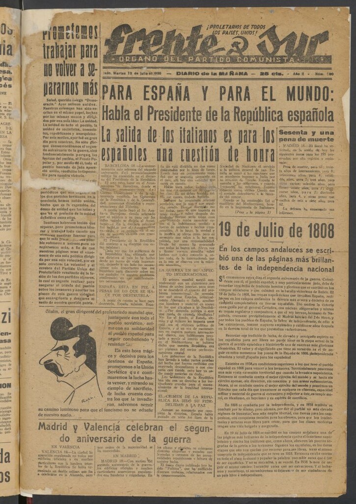 Miniatura de Frente Sur : periódico del Altavoz del Frente Sur del 19 de julio de 1938
