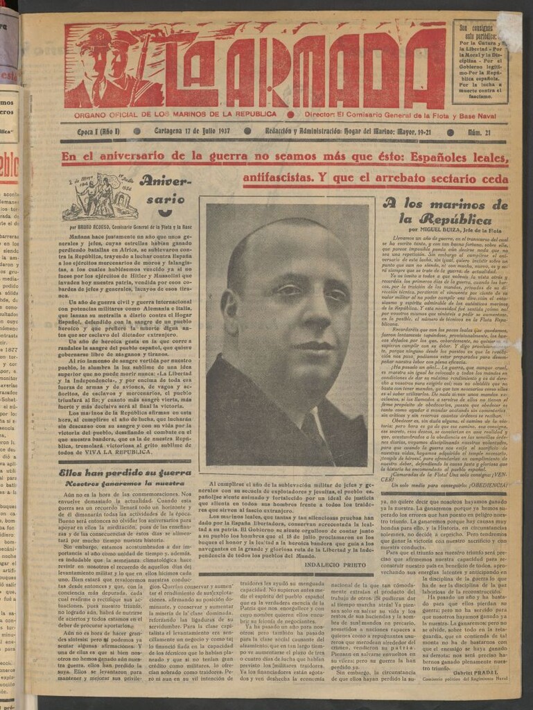 Miniatura de La Armada : Organo Oficial de los Marinos de la República del 17 de julio de 1937
