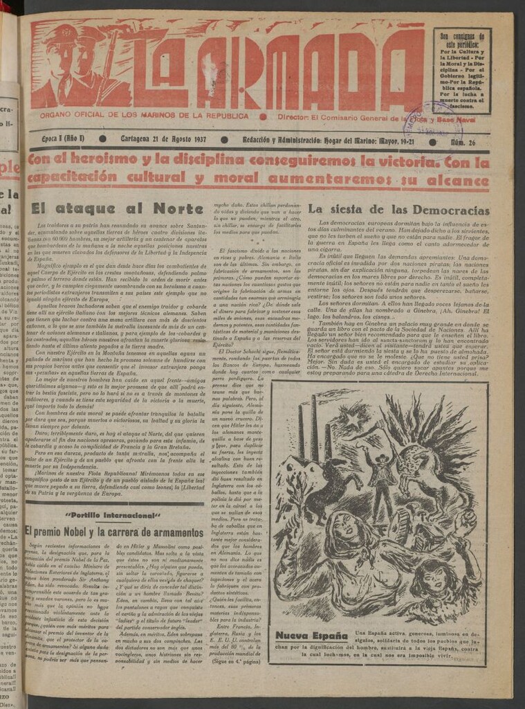 Miniatura de La Armada : Organo Oficial de los Marinos de la República del 21 de agosto de 1937