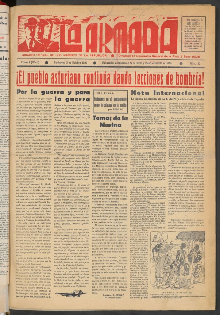 Miniatura de La Armada : Organo Oficial de los Marinos de la República del 2 de octubre de 1937