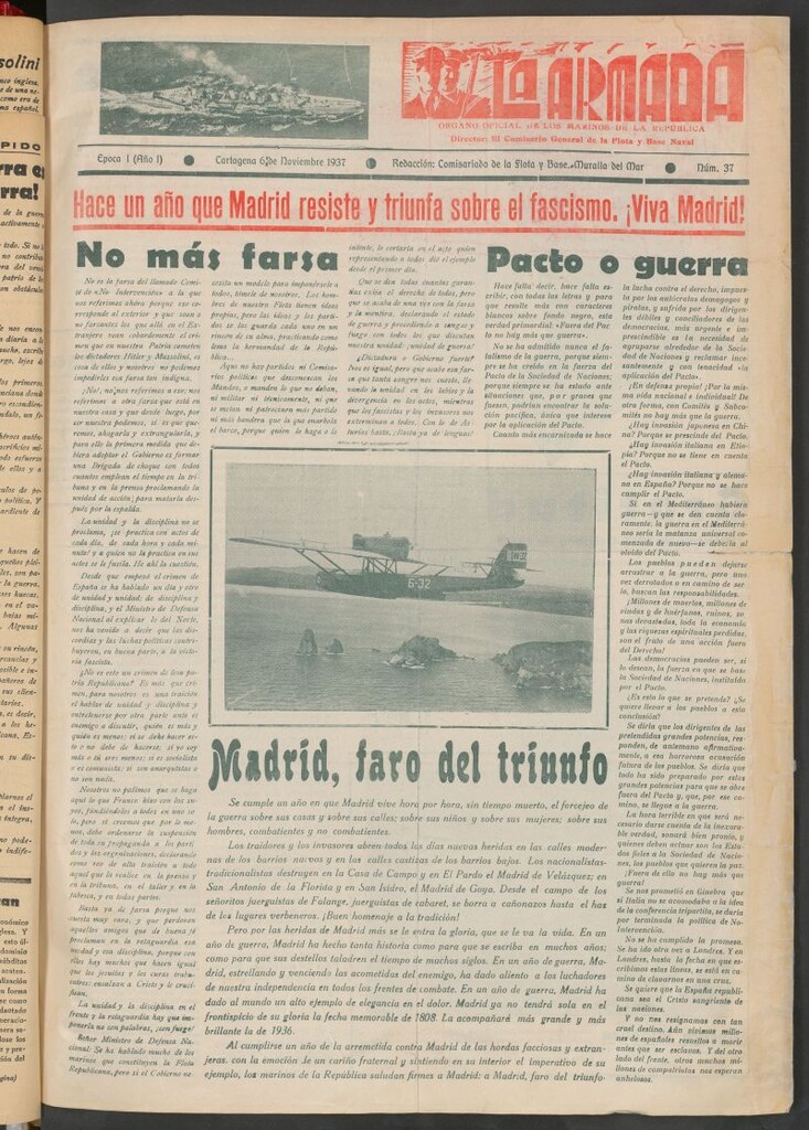 Miniatura de La Armada : Organo Oficial de los Marinos de la República del 6 de noviembre de 1937