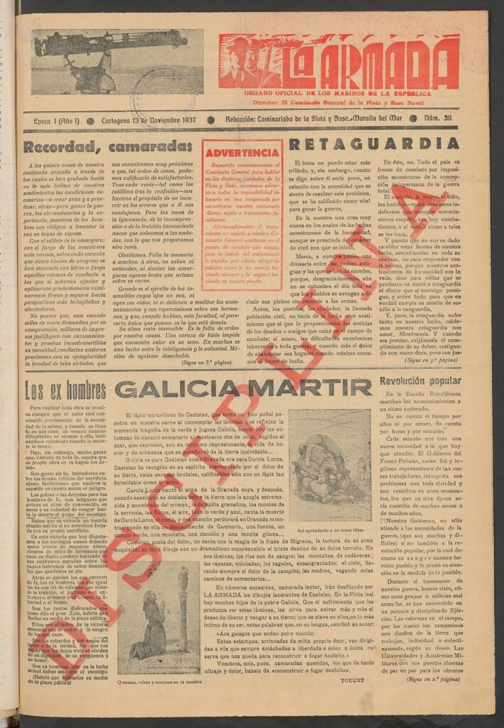 Miniatura de La Armada : Organo Oficial de los Marinos de la República del 13 de noviembrede 1937