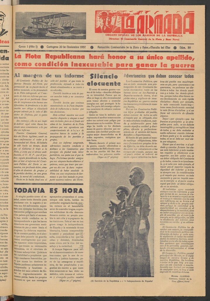Miniatura de La Armada : Organo Oficial de los Marinos de la República del 20 de noviembre de 1937