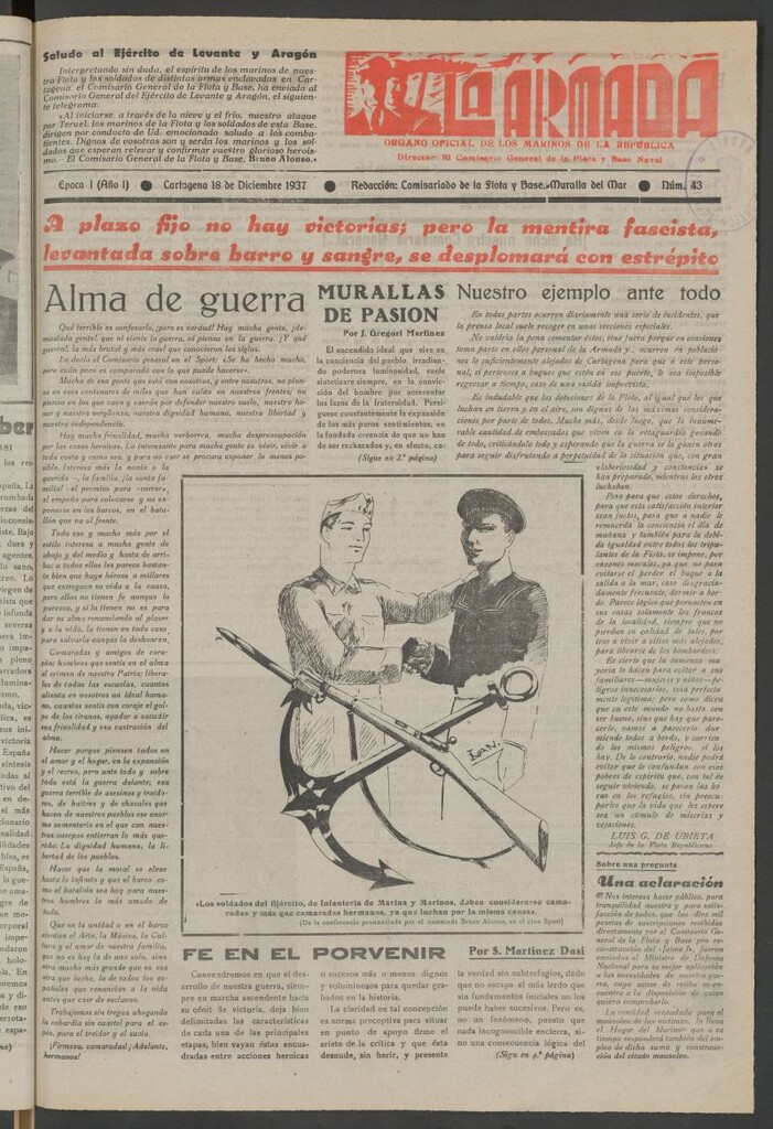 Miniatura de La Armada : Organo Oficial de los Marinos de la República del 18 de diciembre de 1937