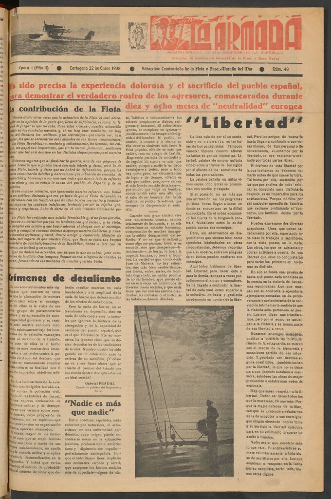 Miniatura de La Armada : Organo Oficial de los Marinos de la República del 22 de enero de 1938