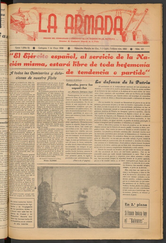 Miniatura de La Armada : Organo Oficial de los Marinos de la República del 7 de mayo de 1938