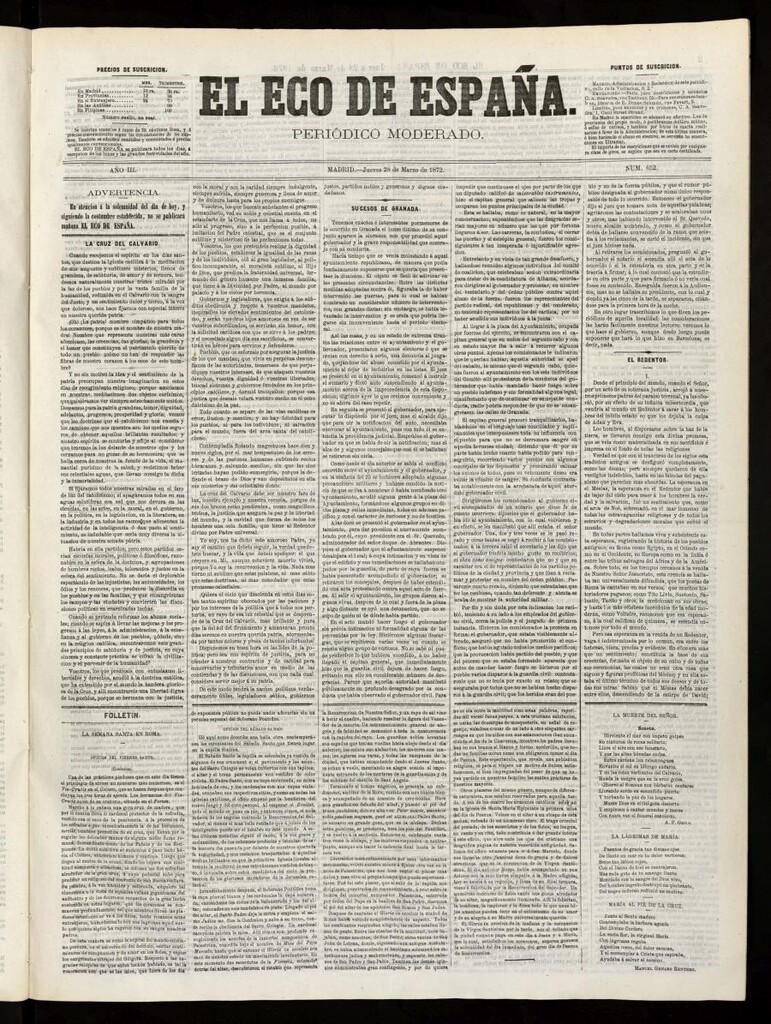 Miniatura de El Eco de España del 28 de marzo de 1872
