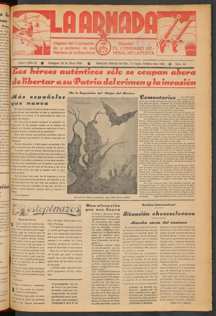 Miniatura de La Armada : Organo Oficial de los Marinos de la República del 28 de mayo de 1938