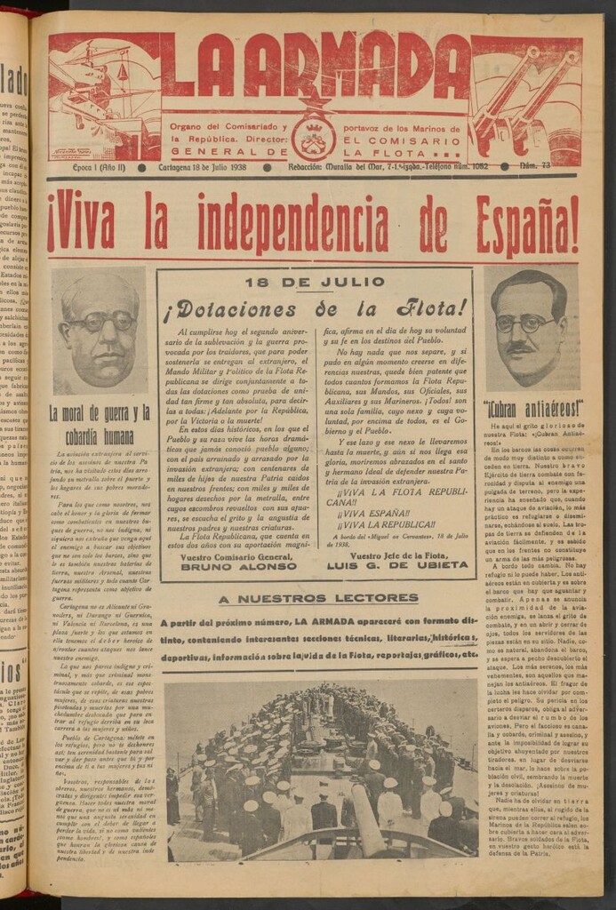 Miniatura de La Armada : Organo Oficial de los Marinos de la República del 18 de julio de 1938
