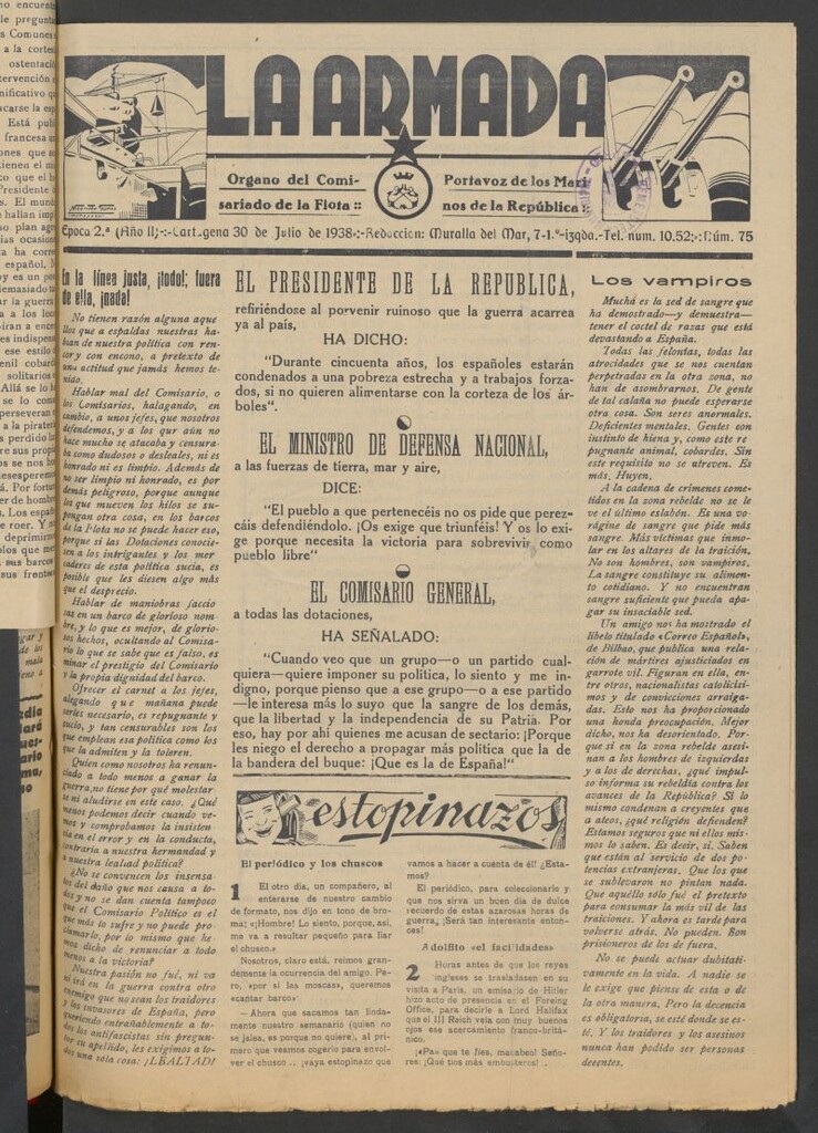 Miniatura de La Armada : Organo Oficial de los Marinos de la República del 30 de julio de 1938