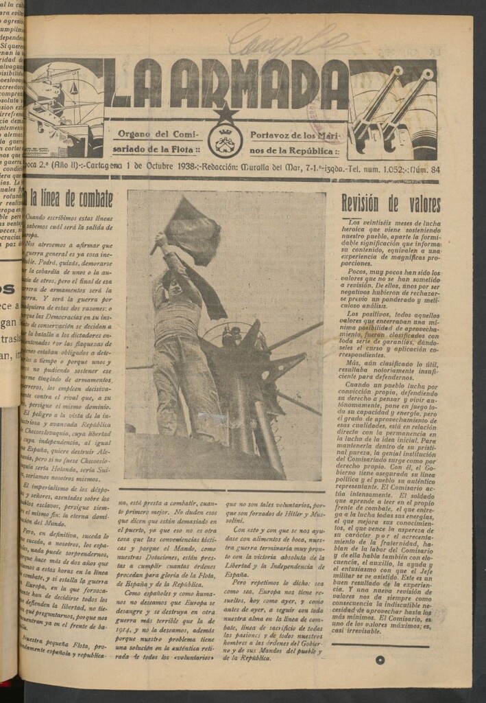 Miniatura de La Armada : Organo Oficial de los Marinos de la República del 1 de octubre de 1938