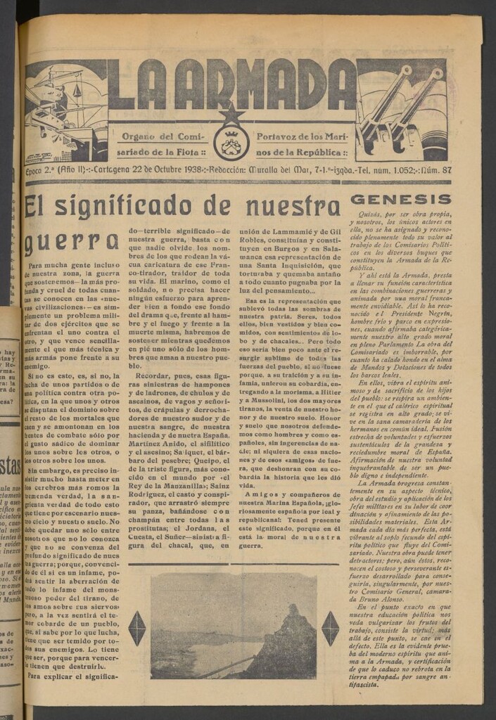 Miniatura de La Armada : Organo Oficial de los Marinos de la República del 22 de octubre de 1938