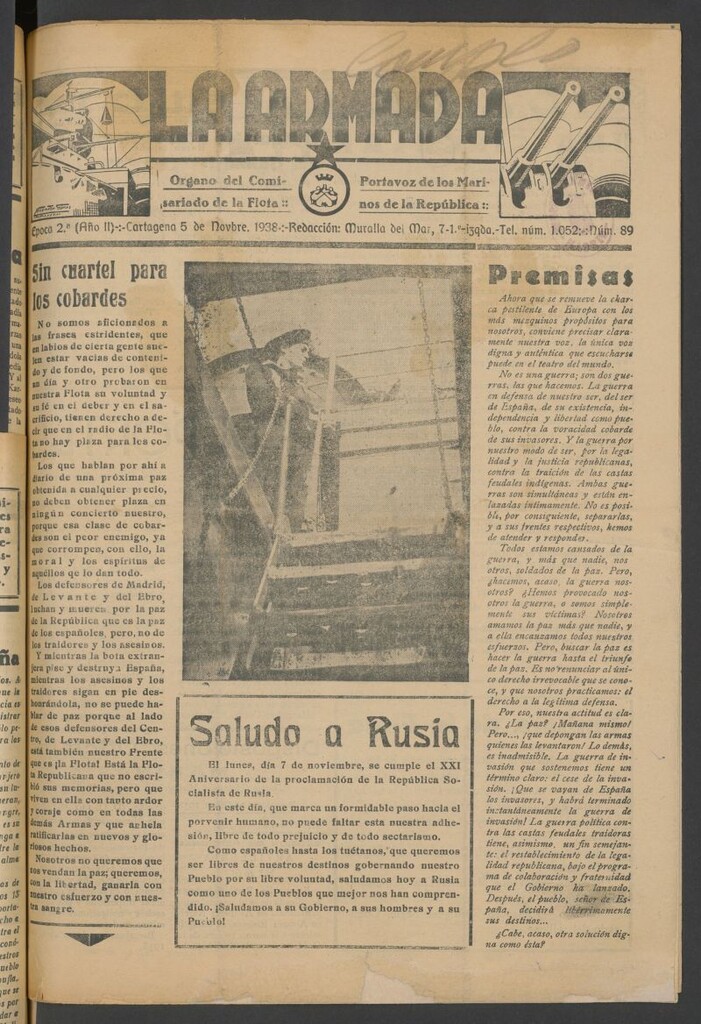 Miniatura de La Armada : Organo Oficial de los Marinos de la República del 5 de noviembre de 1938