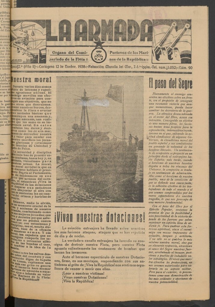 Miniatura de La Armada : Organo Oficial de los Marinos de la República del 12 de noviembre de 1938