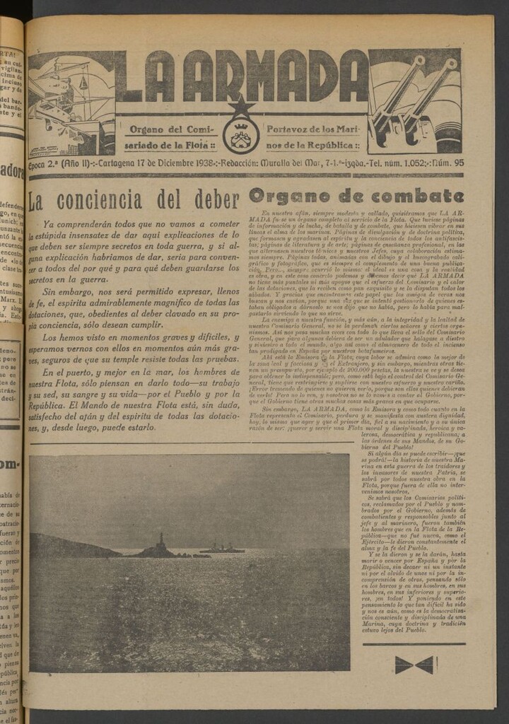 Miniatura de La Armada : Organo Oficial de los Marinos de la República del 17 de diciembre de 1938
