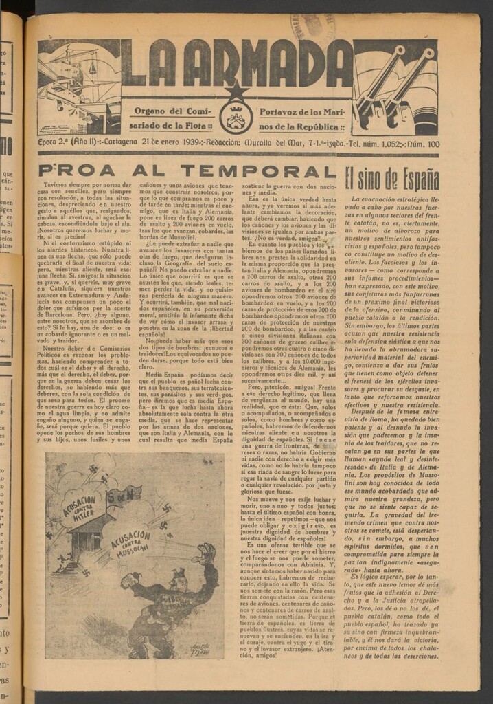 Miniatura de La Armada : Organo Oficial de los Marinos de la República del 21 de enero de 1939