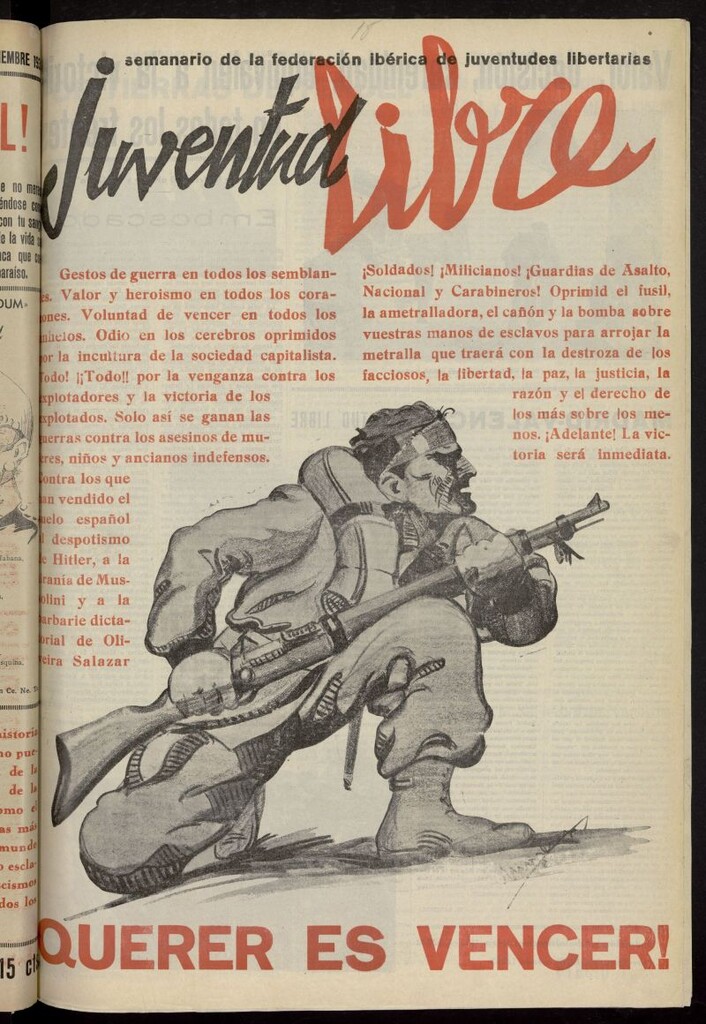 Miniatura de Juventud Libre : semanario Juvenil Anarquista del 12 de diciembre de 1936