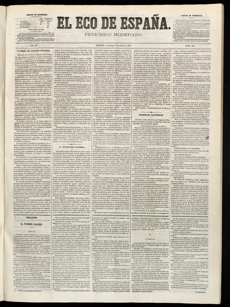 Miniatura de El Eco de España del 7 de abril de 1872