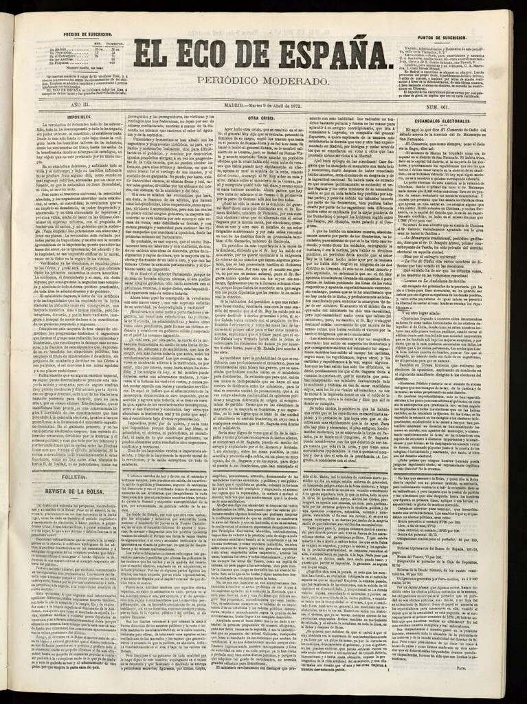 Miniatura de El Eco de España del 9 de abril de 1872