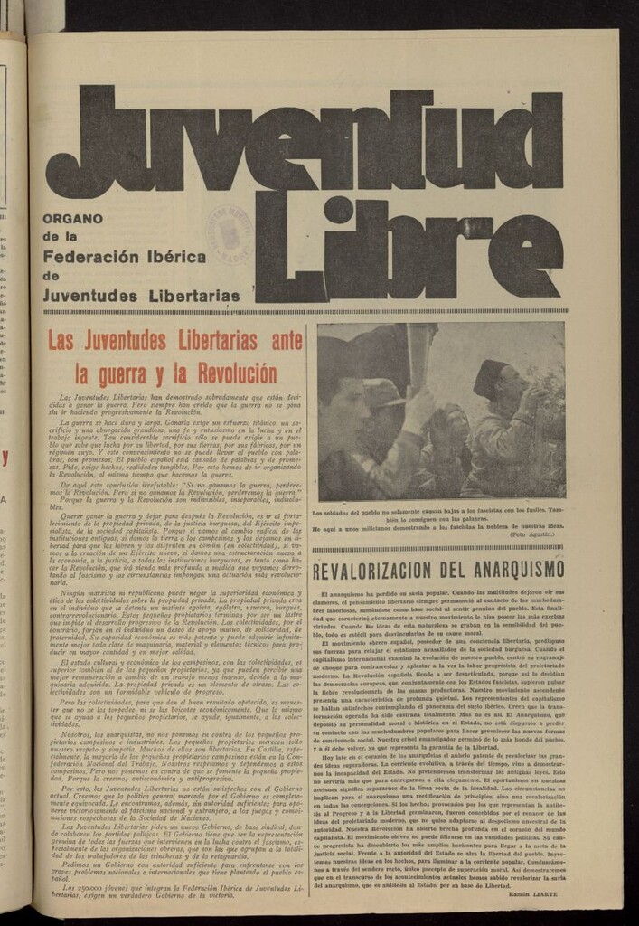 Miniatura de Juventud Libre : semanario Juvenil Anarquista del 12 de junio de 1937