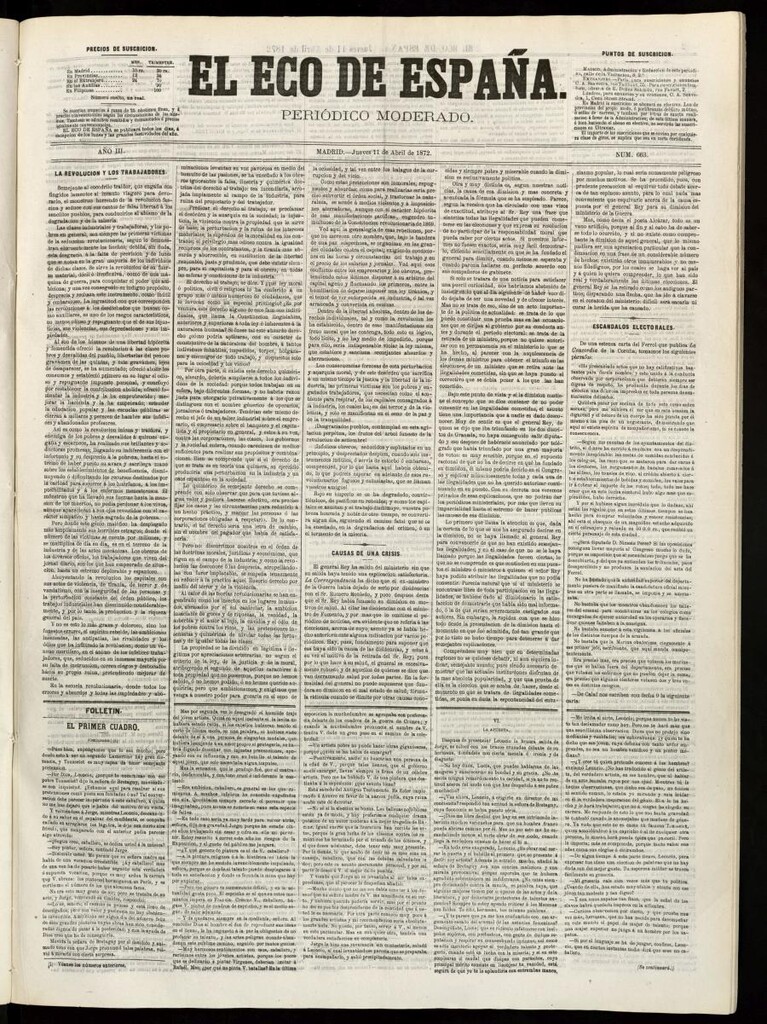 Miniatura de El Eco de España del 11 de abril de 1872