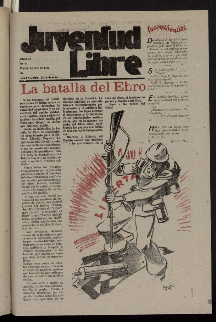 Miniatura de Juventud Libre : semanario Juvenil Anarquista del 18 de septiembre de 1938