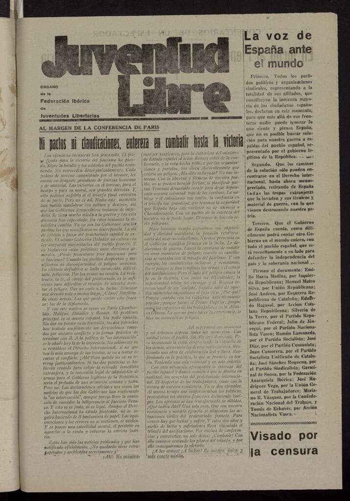 Miniatura de Juventud Libre : semanario Juvenil Anarquista del 30 de noviembre de 1938