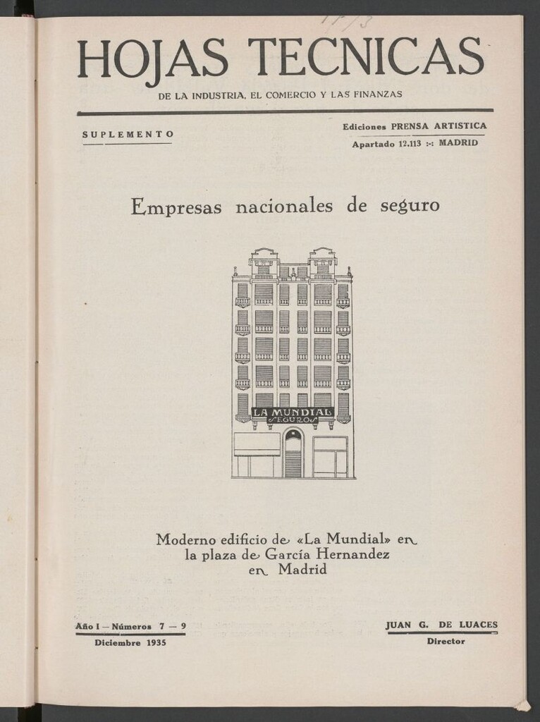 Miniatura de Hojas técnicas de la industria, el comercio y las finanzas  de diciembre de 1935. Suplemento